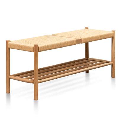 Oak Bench - 110cm Natural Woven Seat