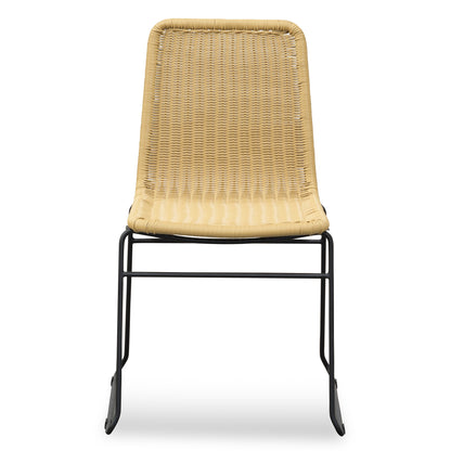 Rattan Seat Dining Chair - Natural with Black Legs