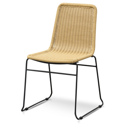 Rattan Seat Dining Chair - Natural with Black Legs