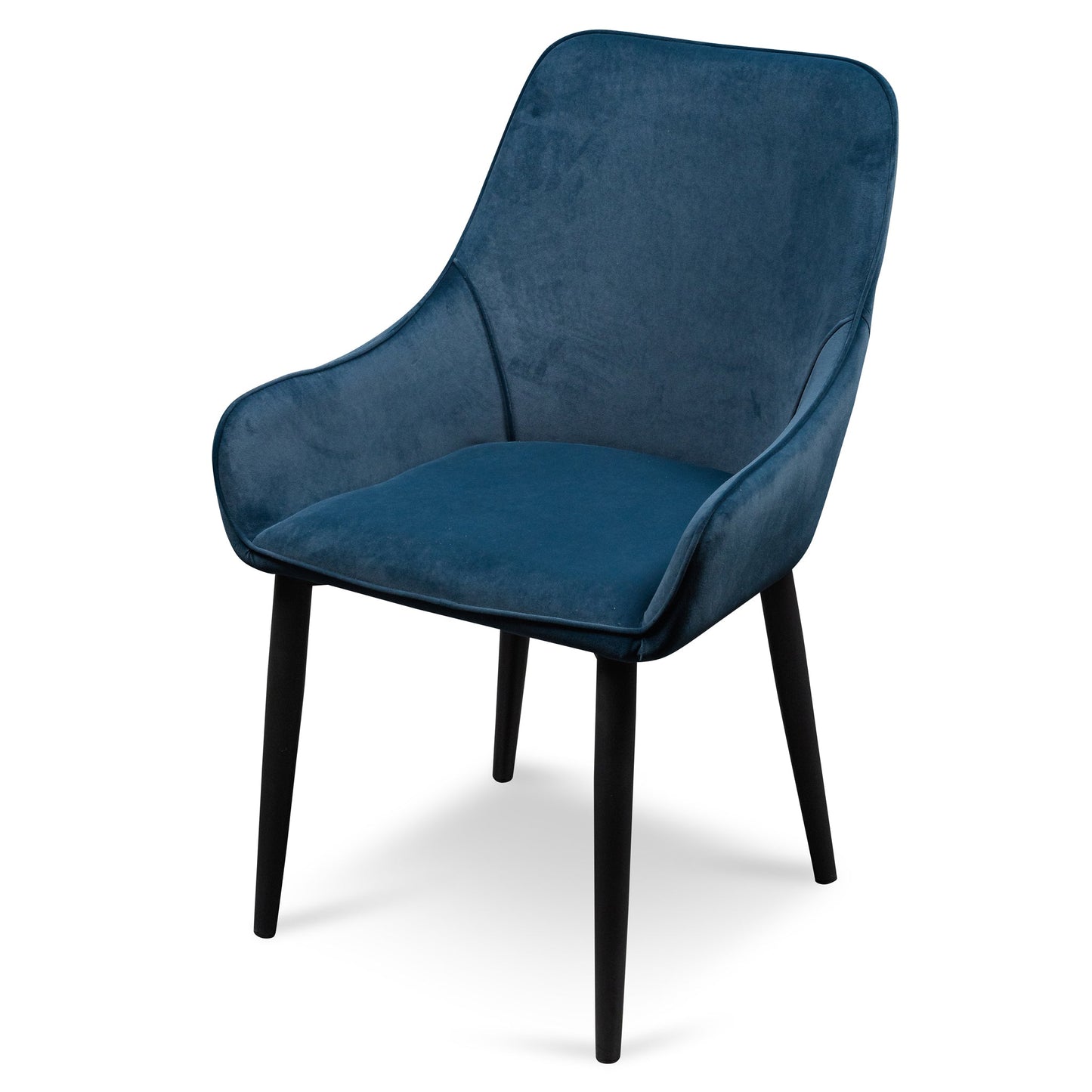 Navy Blue Velvet Dining Chair with Black Legs (Set of 2)