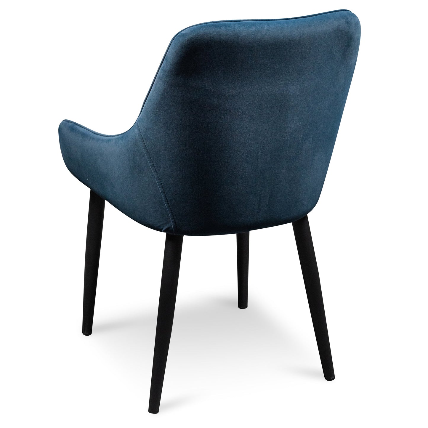 Navy Blue Velvet Dining Chair with Black Legs (Set of 2)