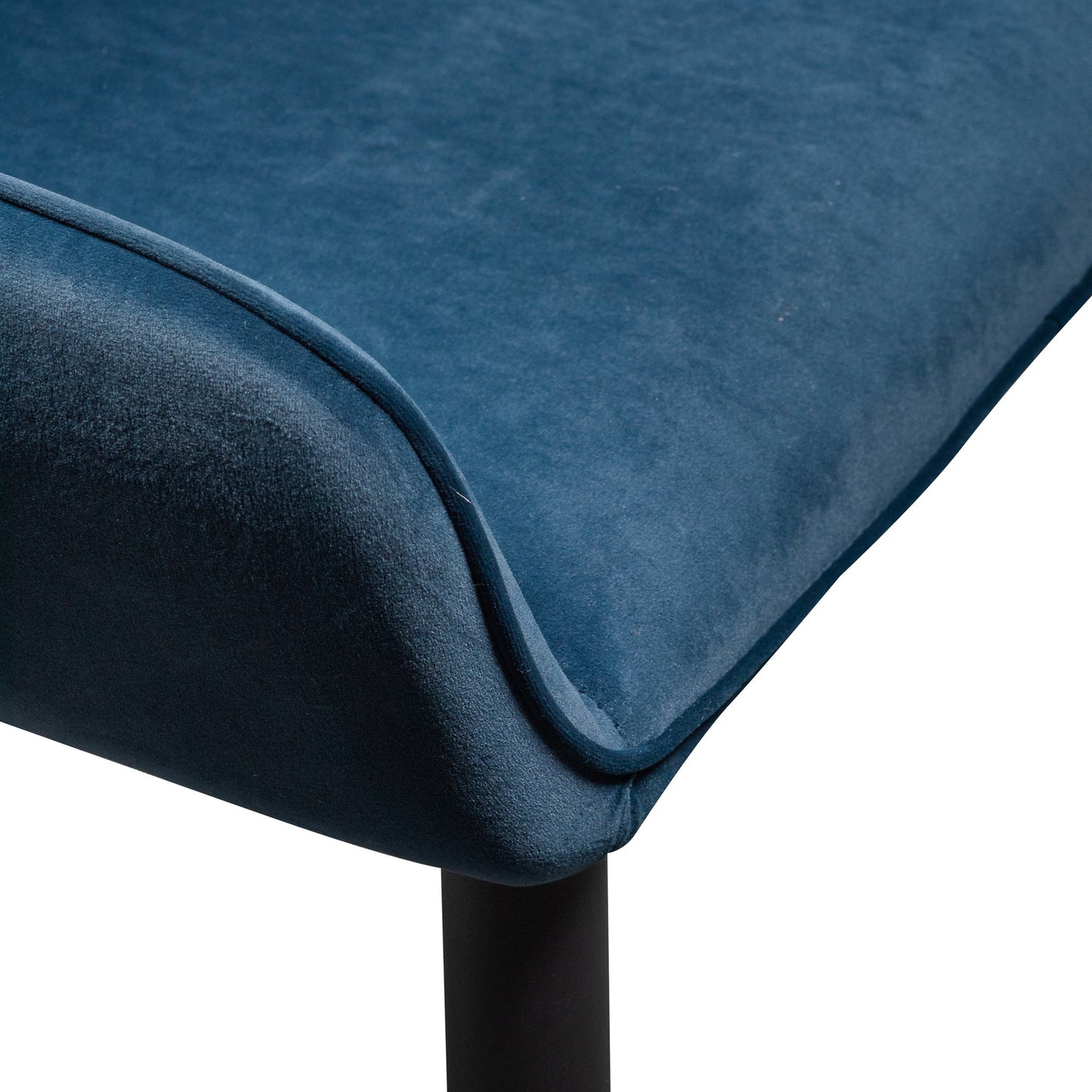 Navy Blue Velvet Dining Chair with Black Legs (Set of 2)