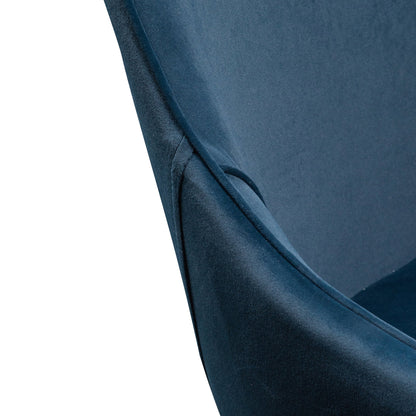 Navy Blue Velvet Dining Chair with Black Legs (Set of 2)