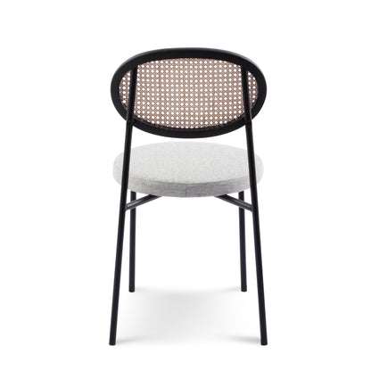 Rattan Back Dining Chair - Silver Grey Fabric