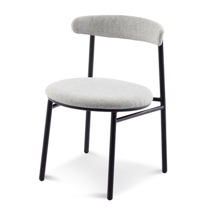 Fabric Dining Chair - Silver Grey with Black Legs