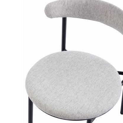 Fabric Dining Chair - Silver Grey with Black Legs