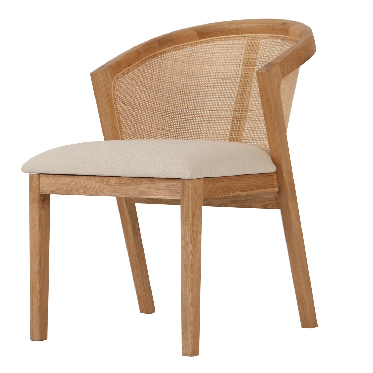 Curved Fabric Dining Chair - Light Beige (Set of 2)