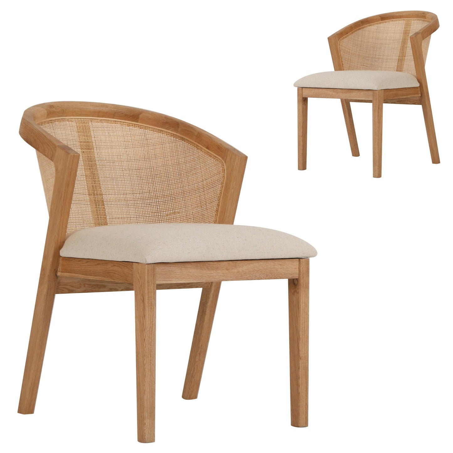 Curved Fabric Dining Chair - Light Beige (Set of 2)