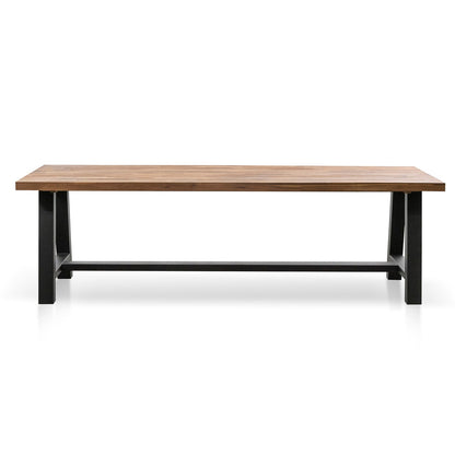 Outdoor Dining Table - Natural Top and Black Base