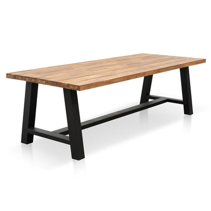 Outdoor Dining Table - Natural Top and Black Base