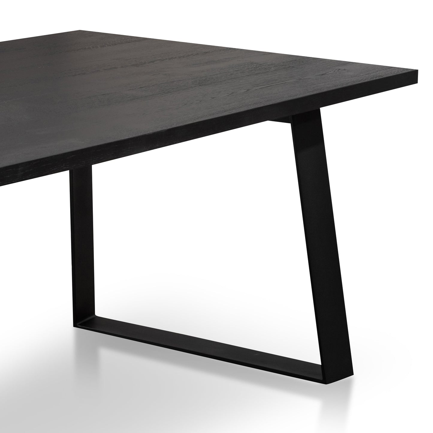 Black Rustic Oak Veneer Straight Top Dining table with Metal Legs - 2.2m