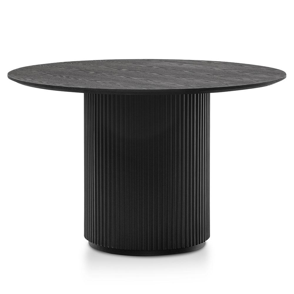 Black Round Wooden Dining Table - 1.2m