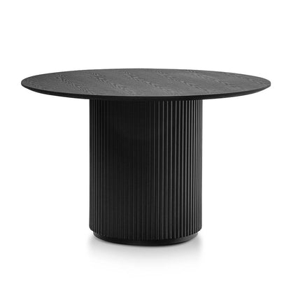 Black Round Wooden Dining Table - 1.2m