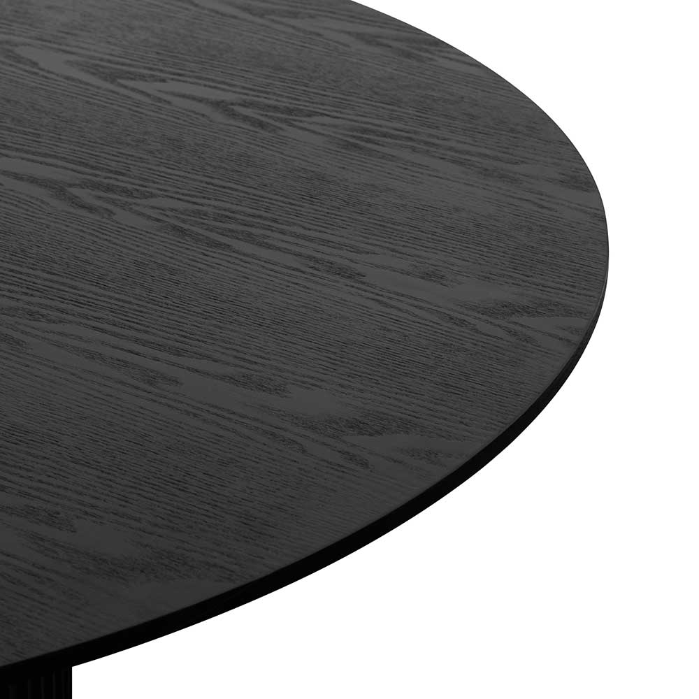 Black Round Wooden Dining Table - 1.2m