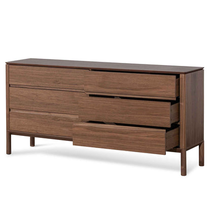 Walnut Wooden Chest with Six Drawers