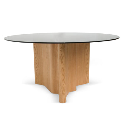 Round Glass Dining Table - 1.5m Natural