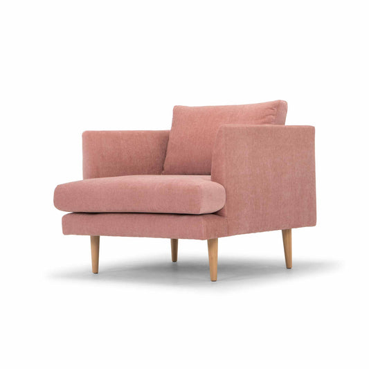 Dusty Blush Armchair with Natural Legs