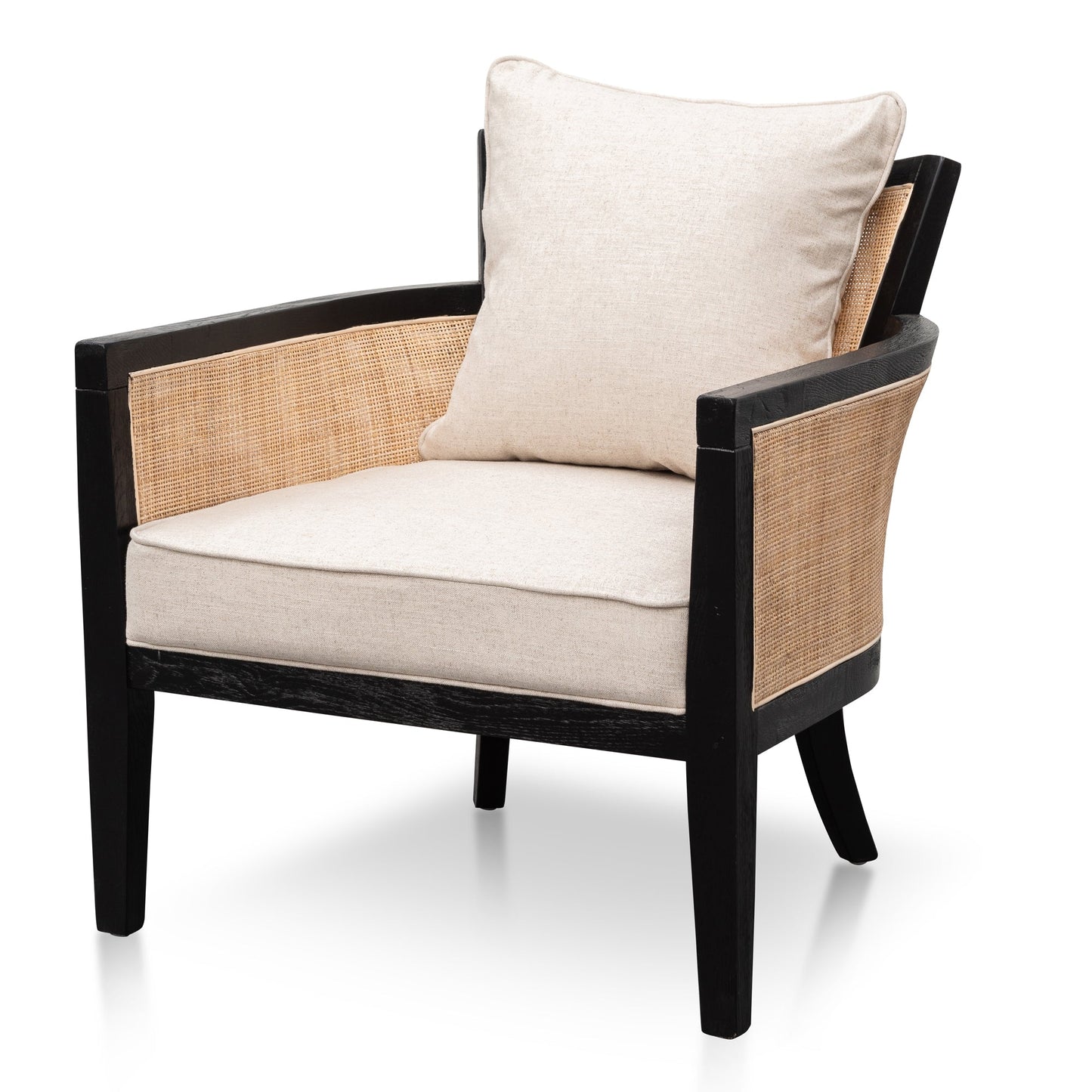 Black and Sand White Rattan Armchair