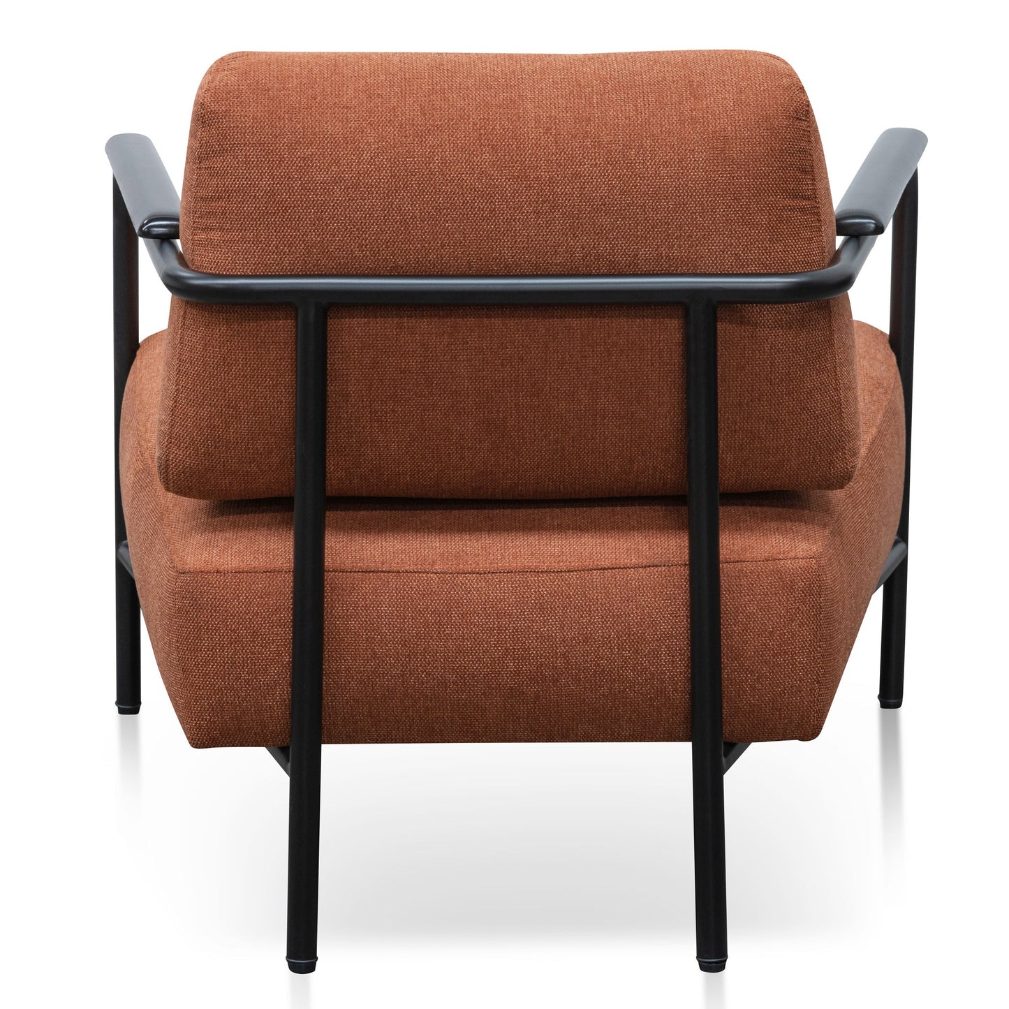 Burnt Orange Fabric Armchair with Black Legs