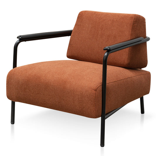 Burnt Orange Fabric Armchair with Black Legs