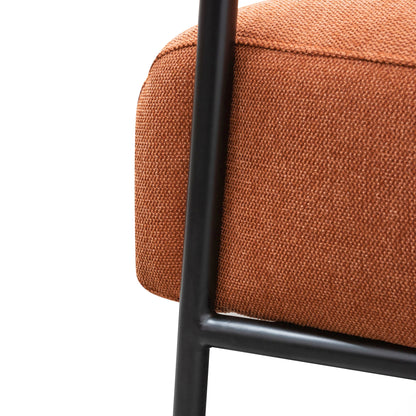 Burnt Orange Fabric Armchair with Black Legs