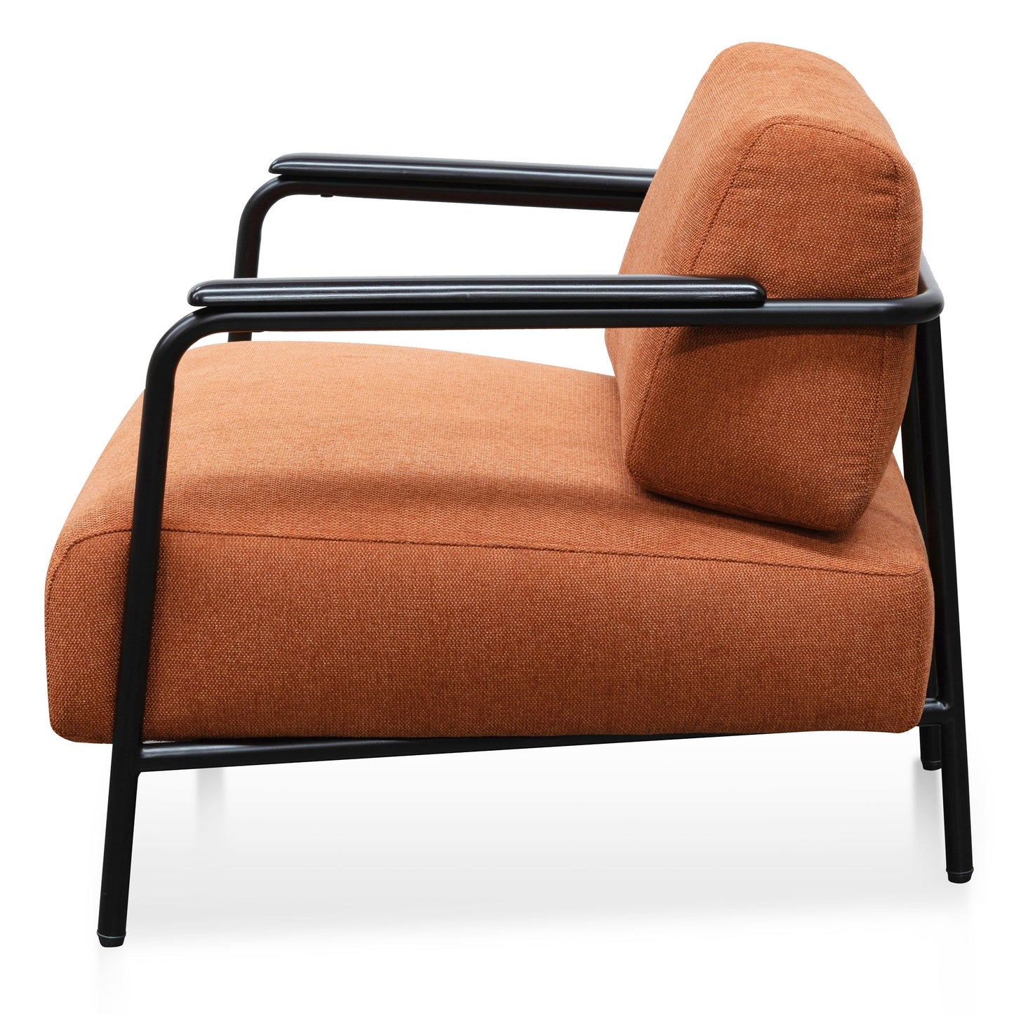 Burnt Orange Fabric Armchair with Black Legs