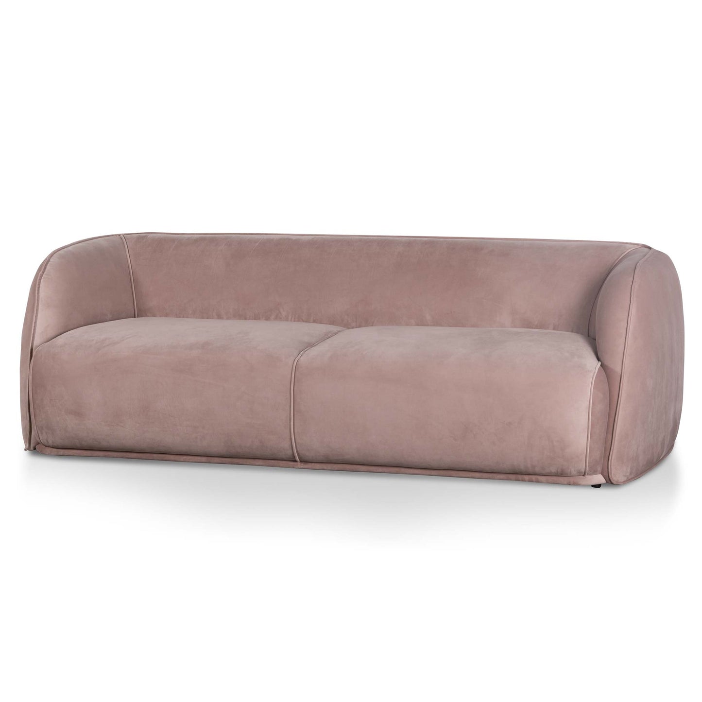 Three-Seater Fabric Sofa - Blush with Black Leg