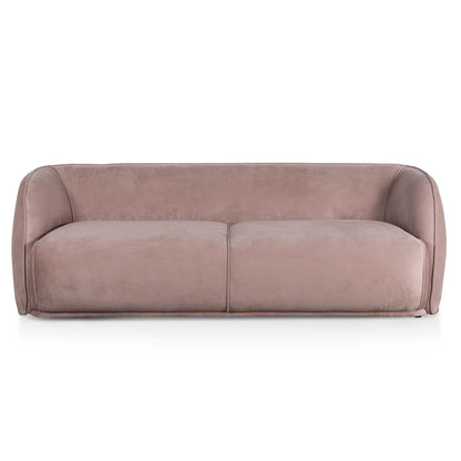 Three-Seater Fabric Sofa - Blush with Black Leg