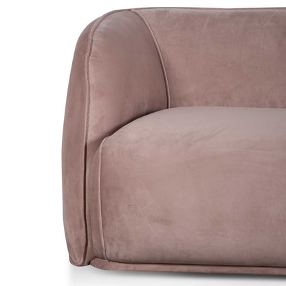 Three-Seater Fabric Sofa - Blush with Black Leg