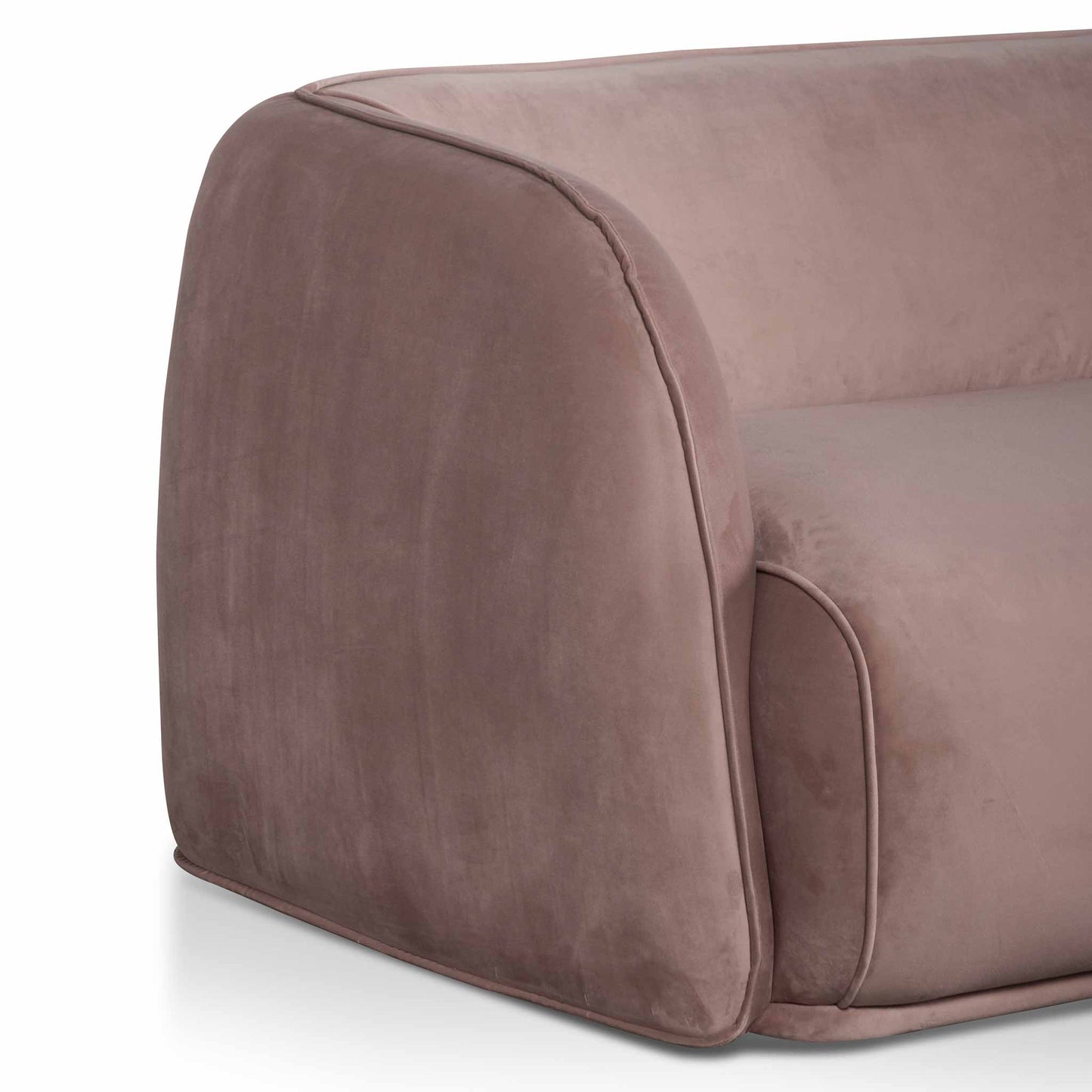 Three-Seater Fabric Sofa - Blush with Black Leg