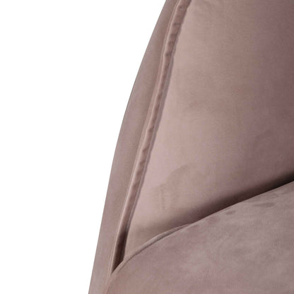 Three-Seater Fabric Sofa - Blush with Black Leg