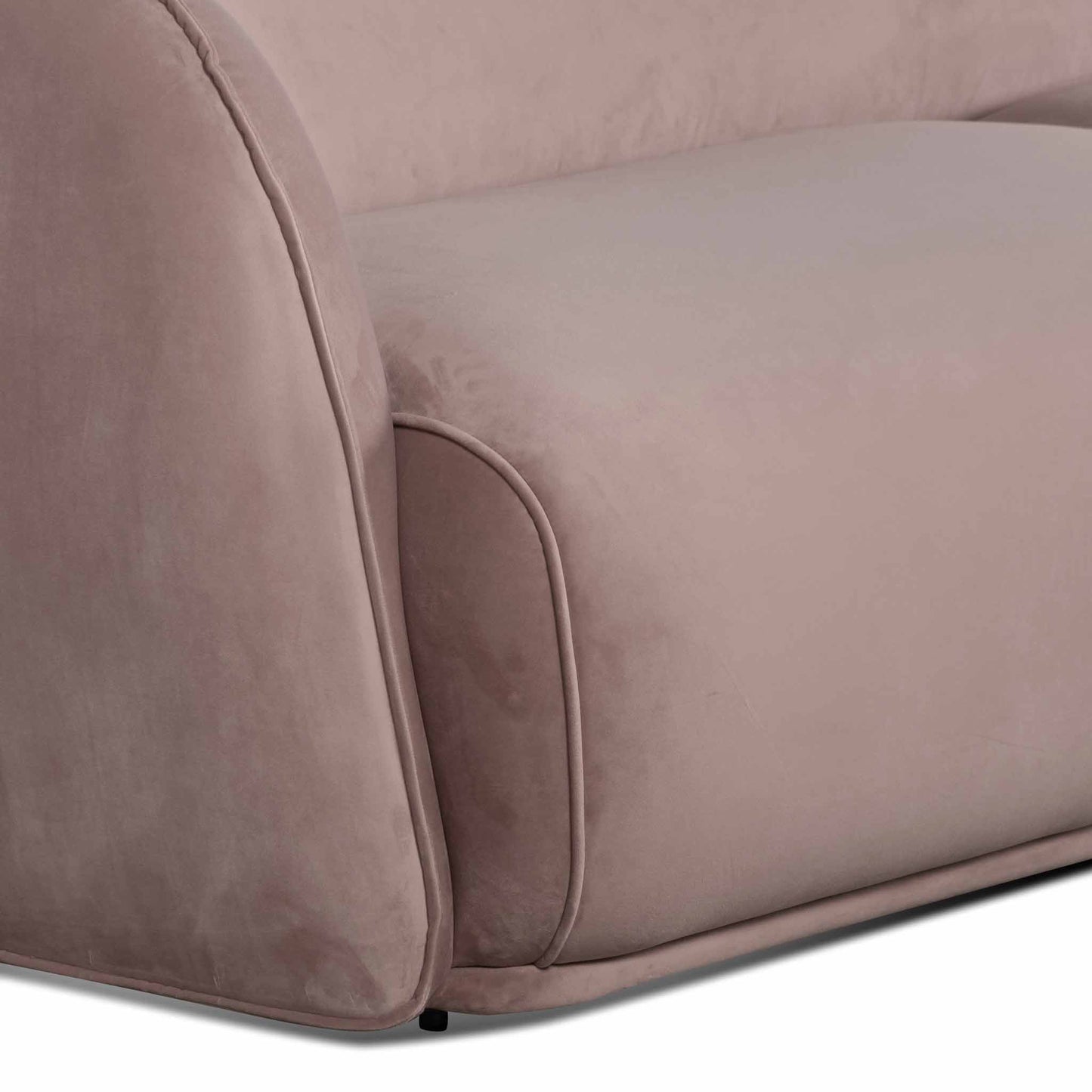 Three-Seater Fabric Sofa - Blush with Black Leg