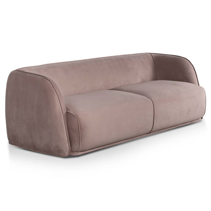 Three-Seater Fabric Sofa - Blush with Black Leg