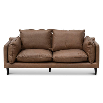 Two-Seater Leather Sofa - Saddle Brown