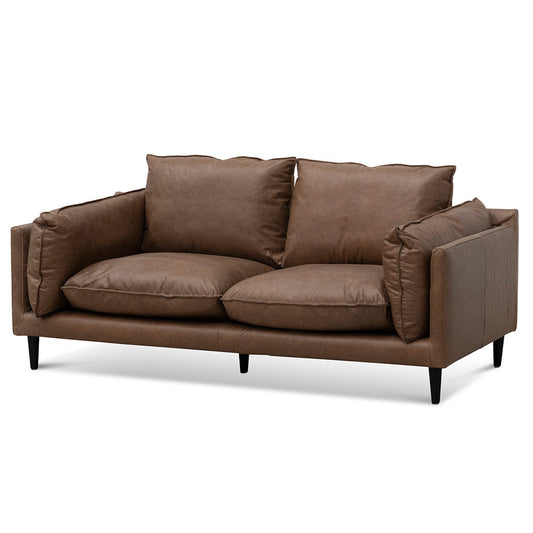 Two-Seater Leather Sofa - Saddle Brown