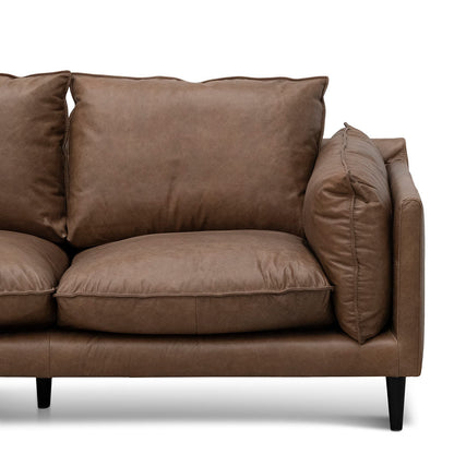 Two-Seater Leather Sofa - Saddle Brown