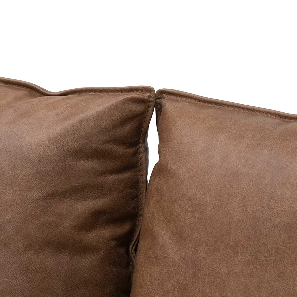 Two-Seater Leather Sofa - Saddle Brown