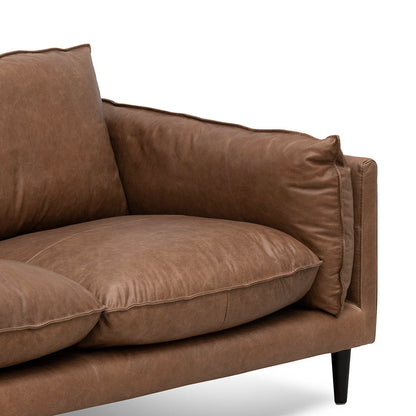 Two-Seater Leather Sofa - Saddle Brown