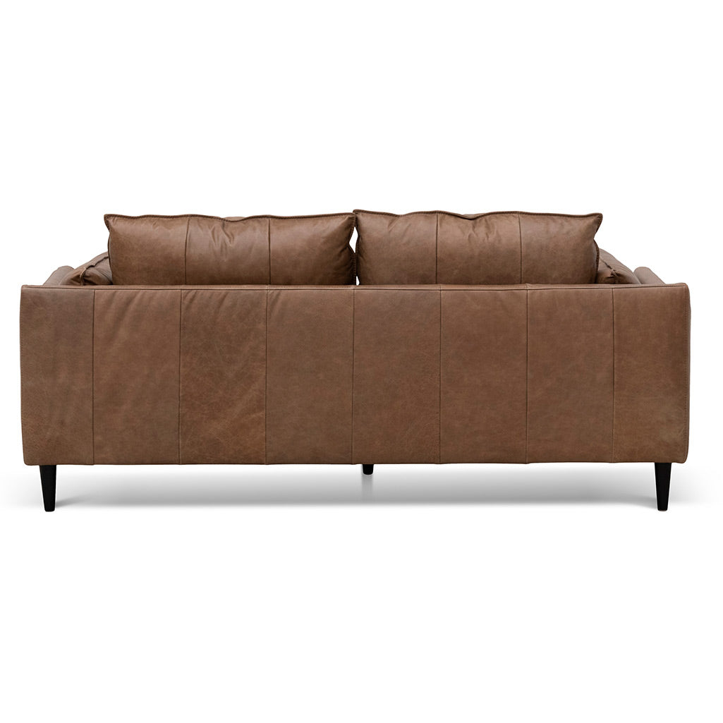 Two-Seater Leather Sofa - Saddle Brown