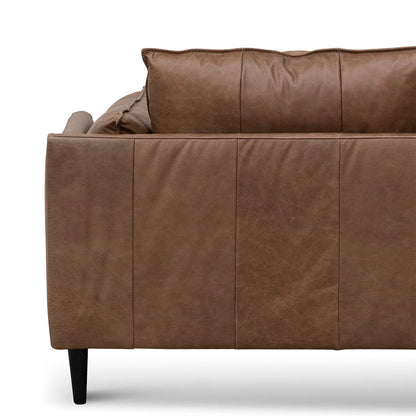 Two-Seater Leather Sofa - Saddle Brown