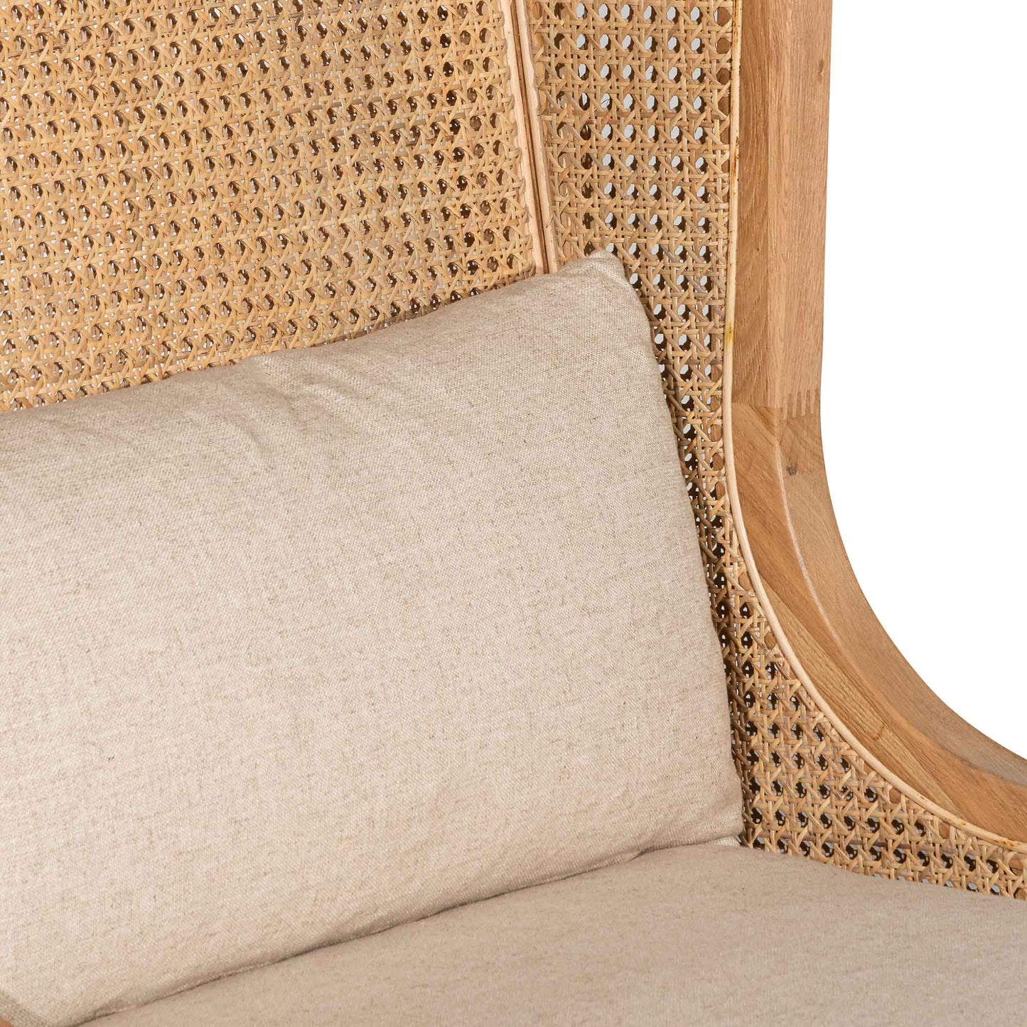 Distress Natural - Sand White Wingback Rattan Armchair