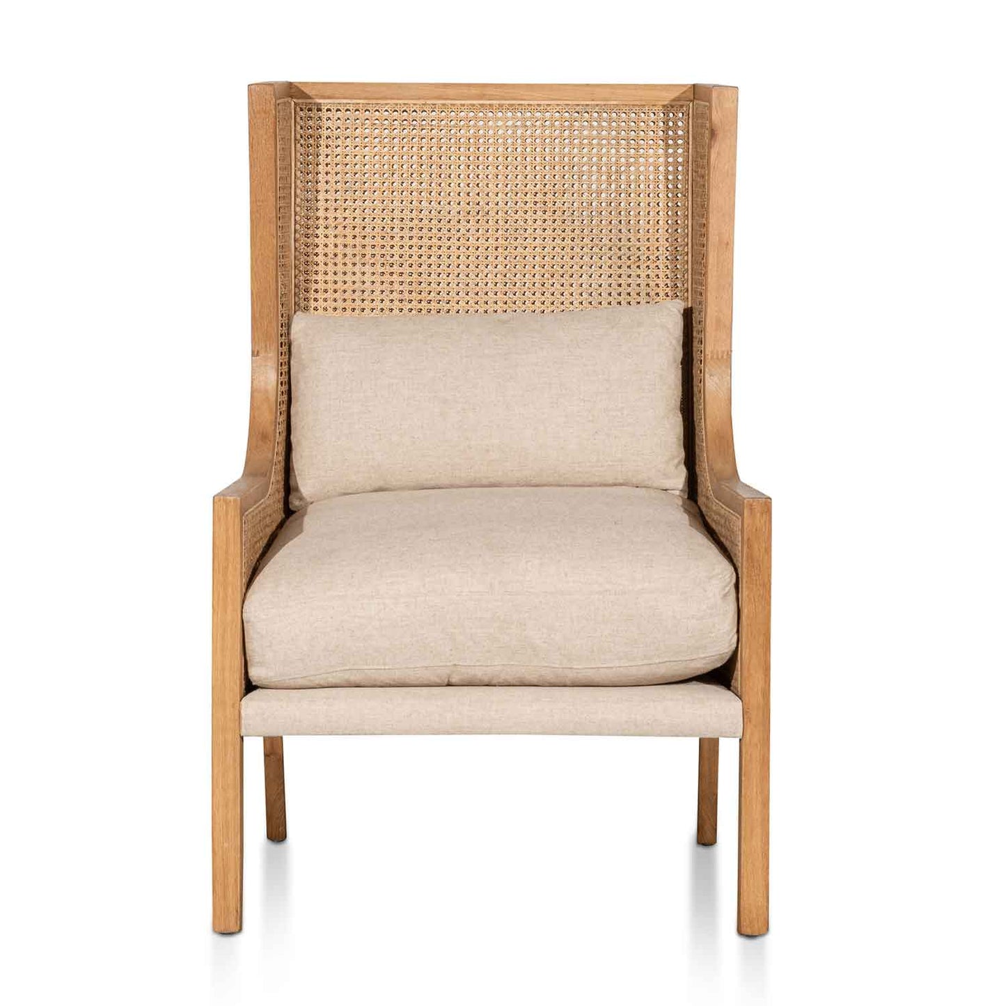 Distress Natural - Sand White Wingback Rattan Armchair