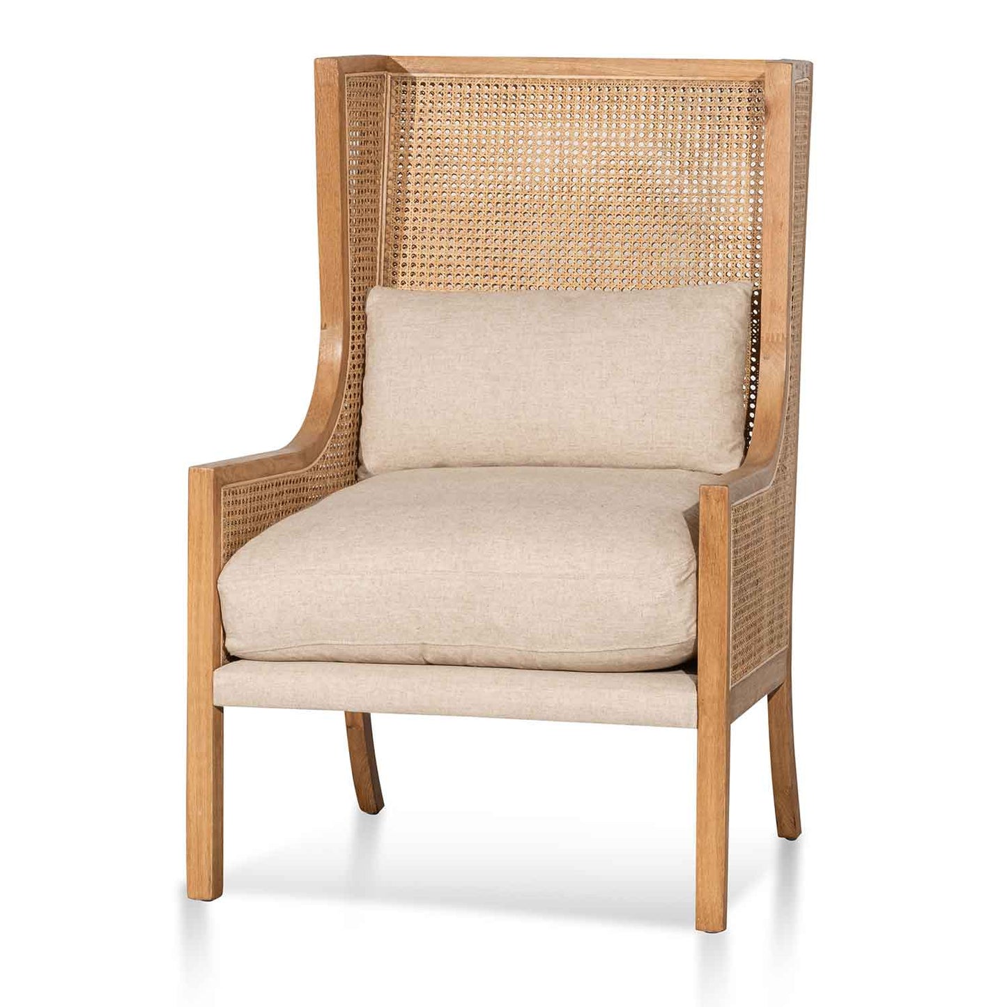 Distress Natural - Sand White Wingback Rattan Armchair