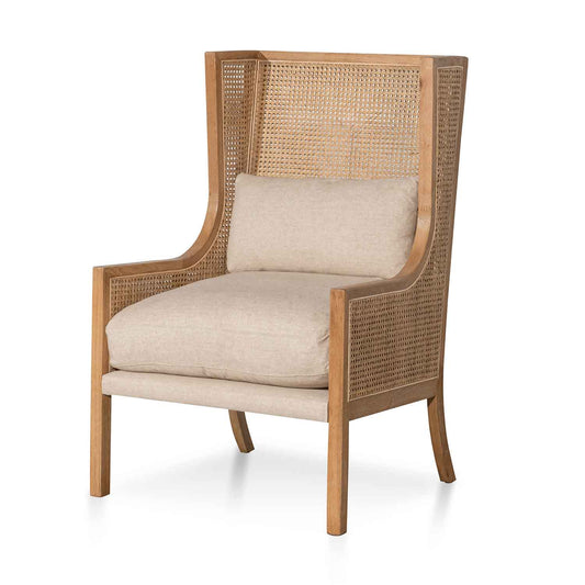 Distress Natural - Sand White Wingback Rattan Armchair