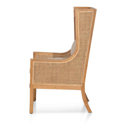 Distress Natural - Sand White Wingback Rattan Armchair