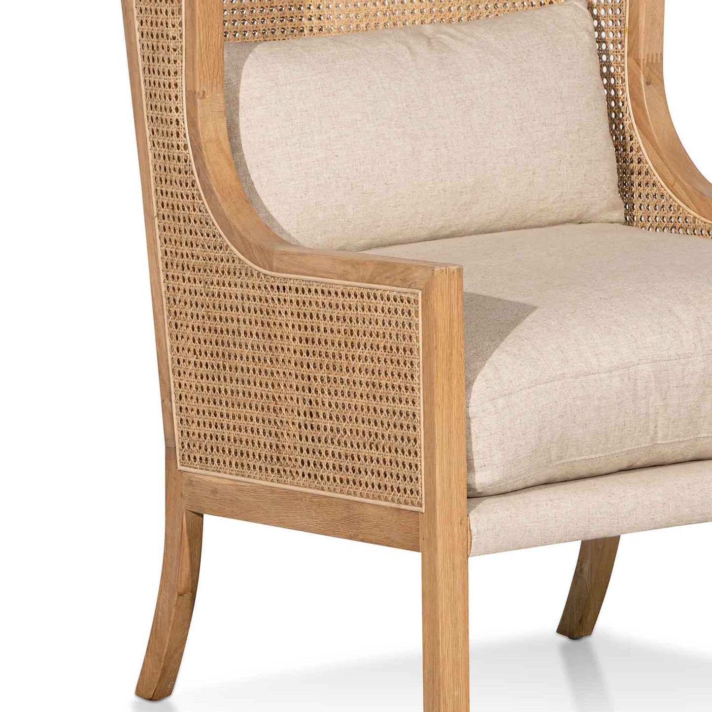 Distress Natural - Sand White Wingback Rattan Armchair