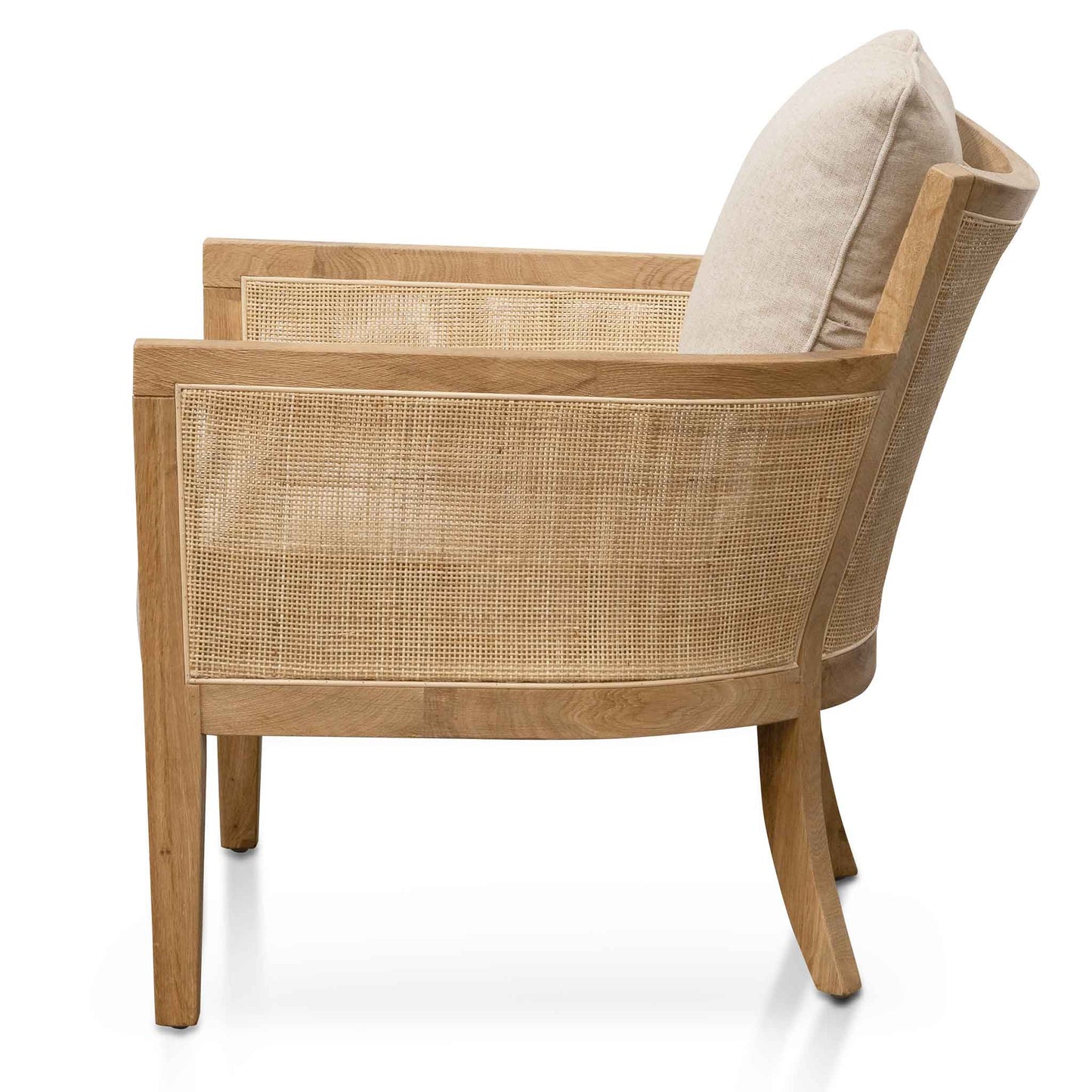 Distress Natural Rattan Sand White Cushions Armchair