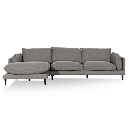 Four-Seater Left Chaise Fabric Sofa - Graphite Grey