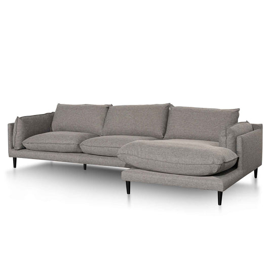 Four-Seater Right Chaise Fabric Sofa - Graphite Grey