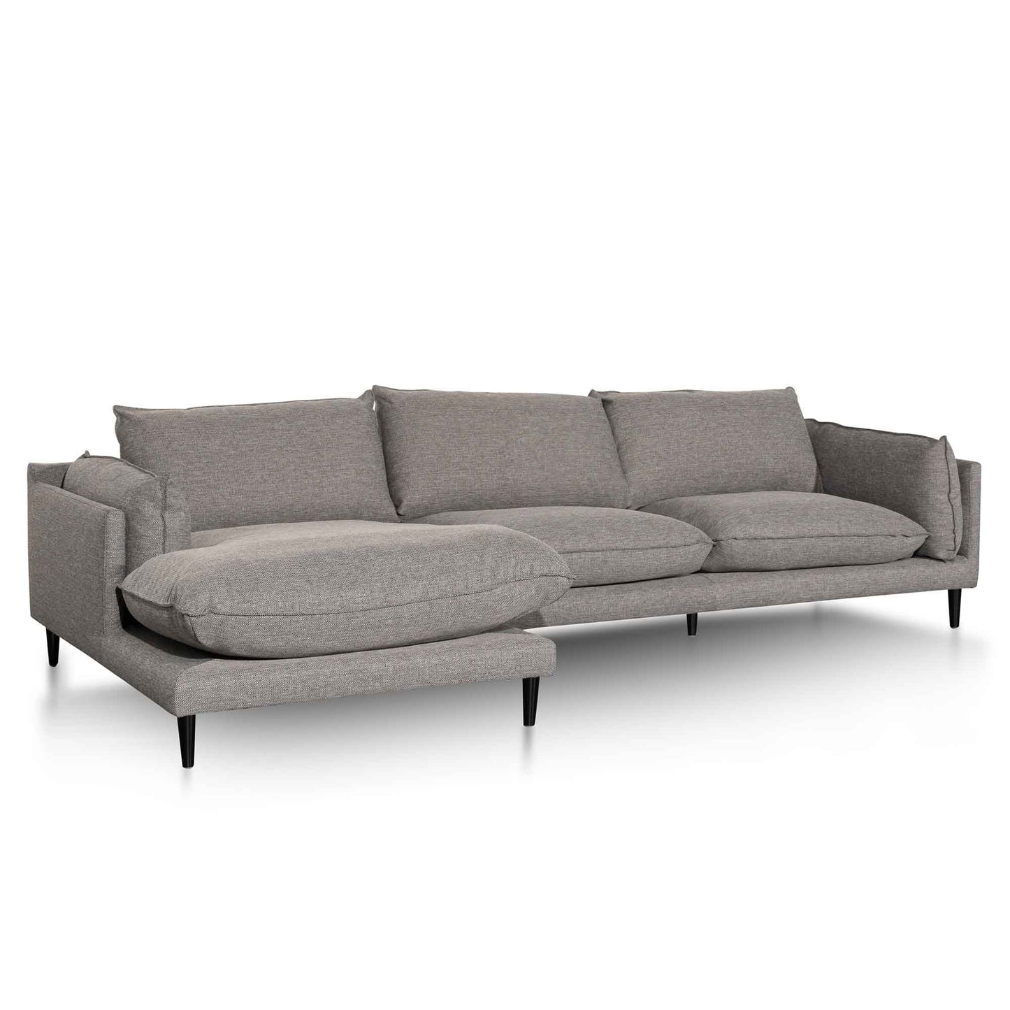 Four-Seater Left Chaise Fabric Sofa - Graphite Grey